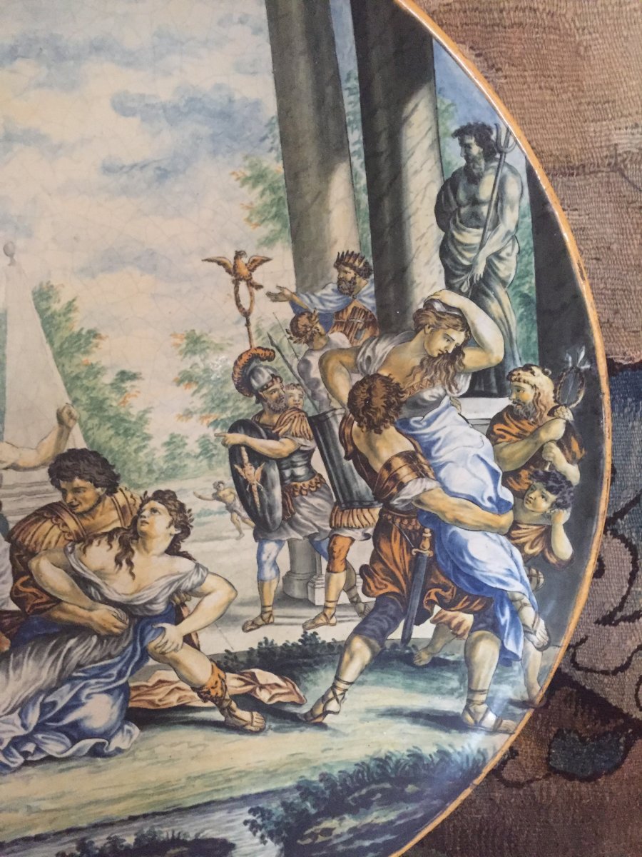 Grande Paire De Plats En Faience Italienne De La Fin Du XIXeme Siècle-photo-1