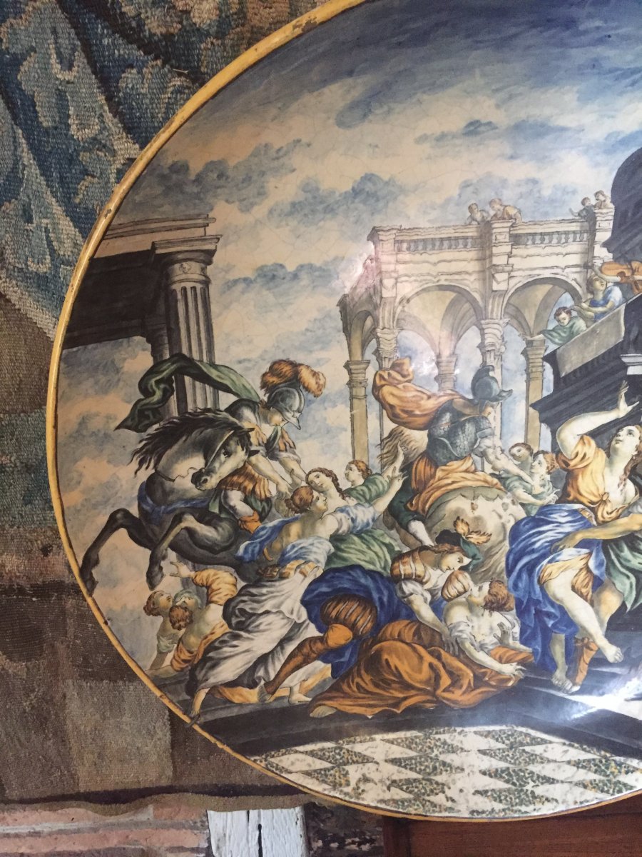 Grande Paire De Plats En Faience Italienne De La Fin Du XIXeme Siècle-photo-3