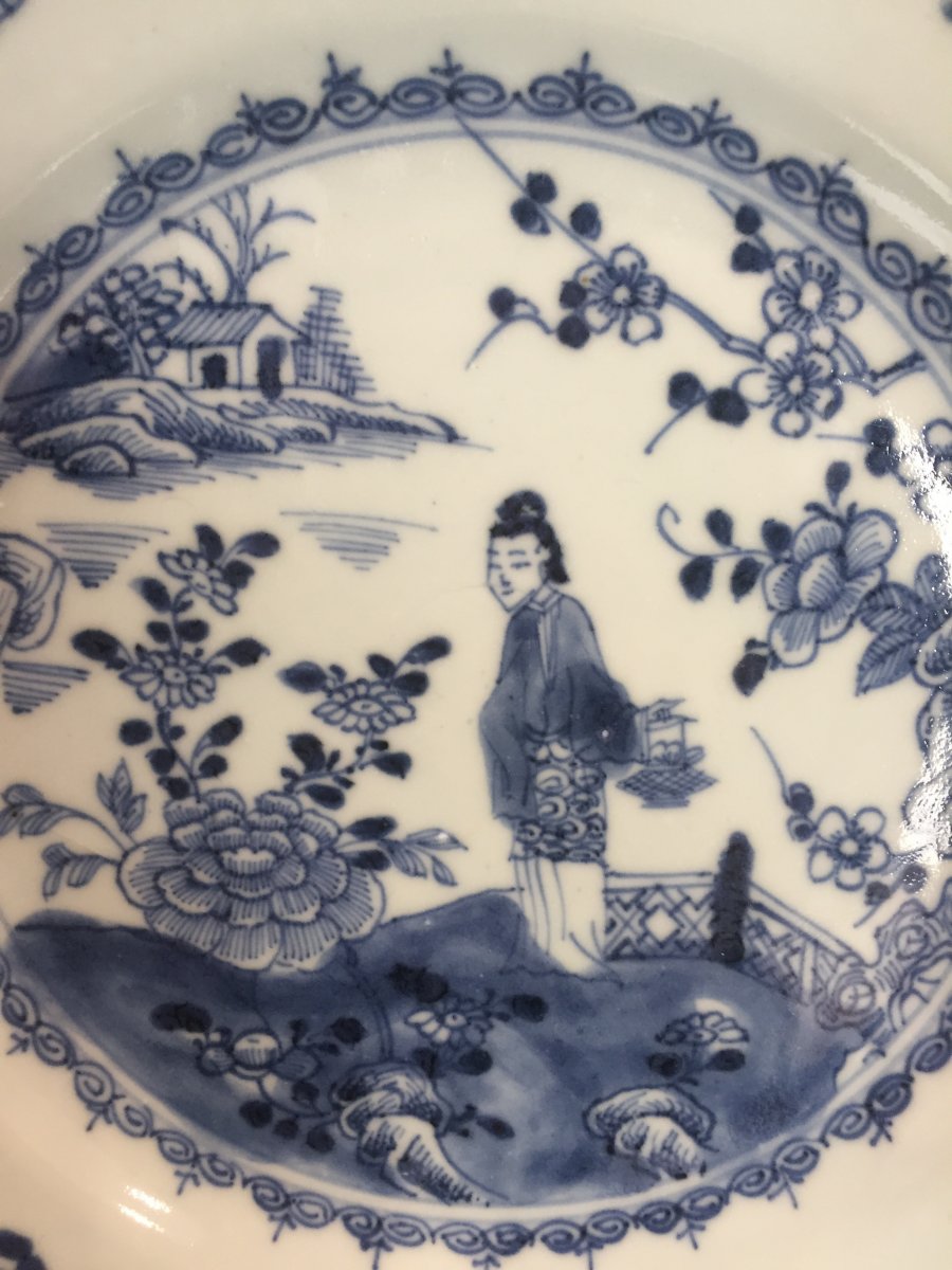 Suite De 34 Assiettes En Porcelaine "bleu/blanc" De La Compagnie Des Indes-photo-1
