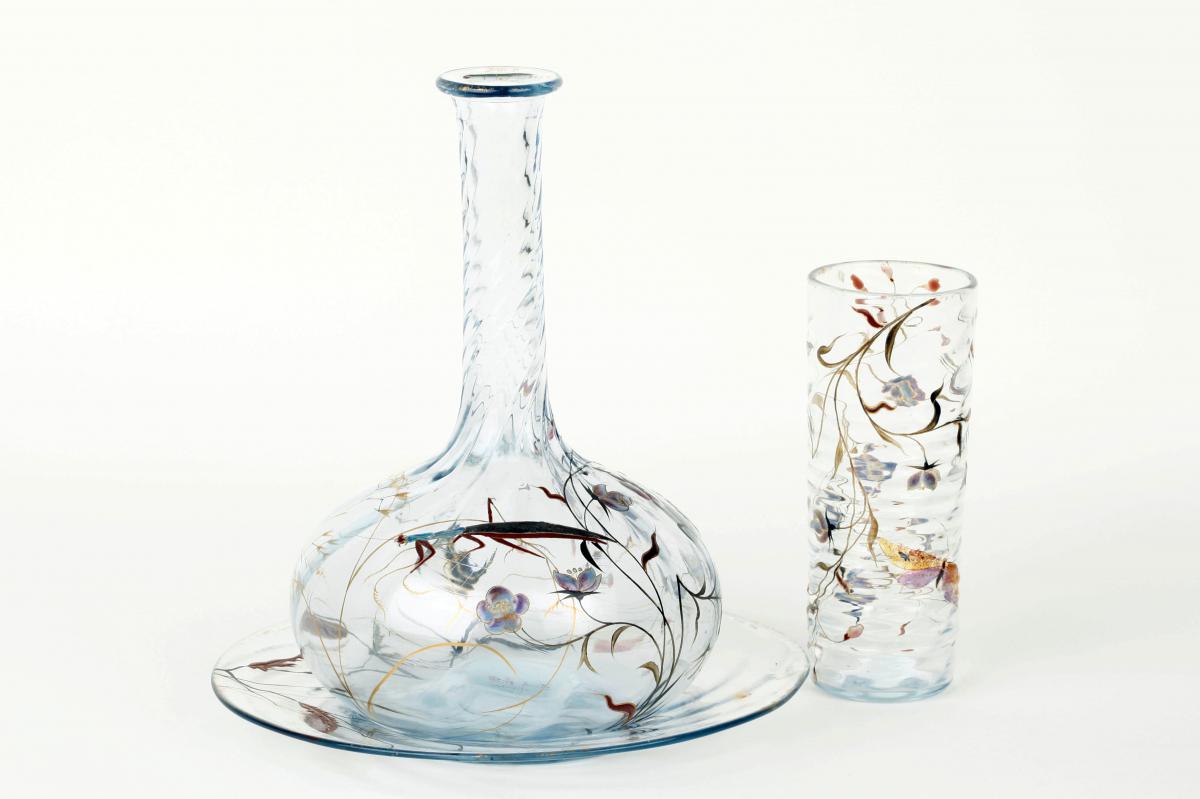 Service De Nuit En Verre émaillé De Emile Gallé-photo-2