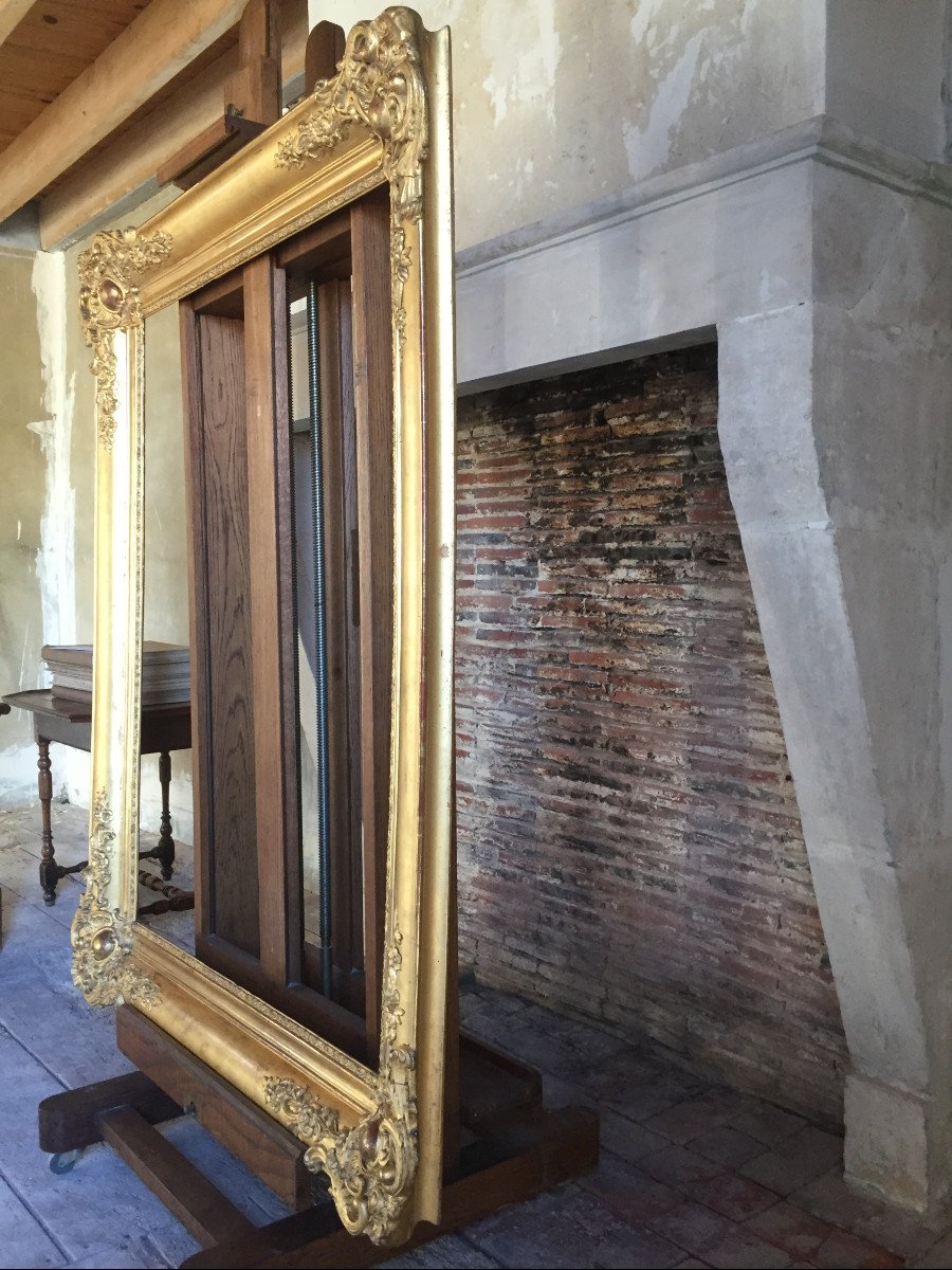 Grand Cadre En Bois Dor&eacute;, XIXeme Si&egrave;cle-photo-4