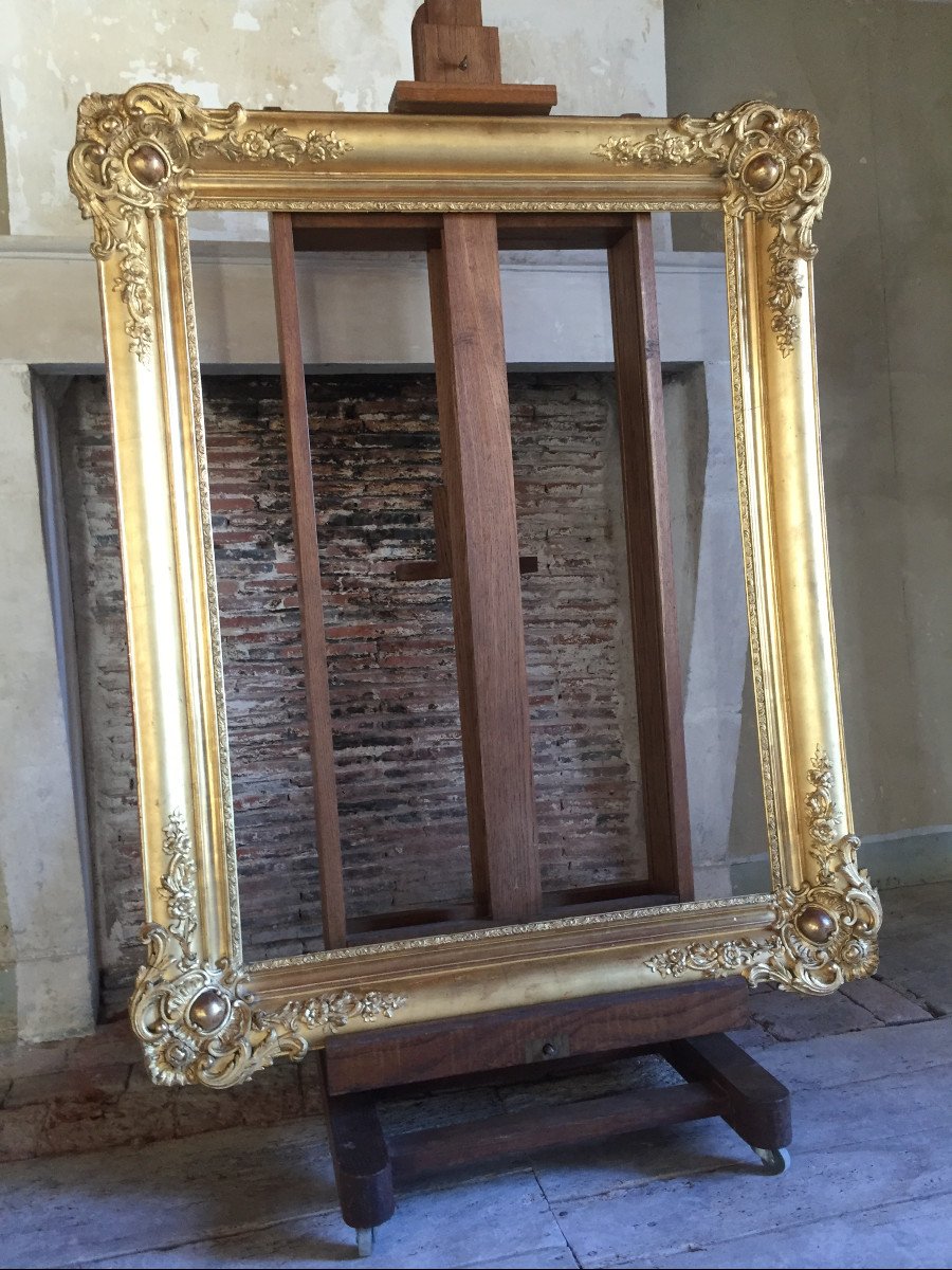 Grand Cadre En Bois Dor&eacute;, XIXeme Si&egrave;cle