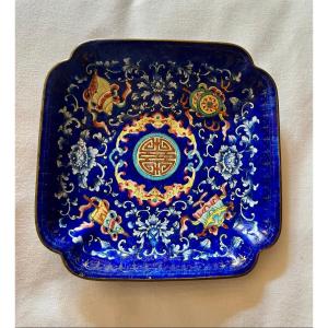 Square Canton Enamel Tray, Early 19th Century
