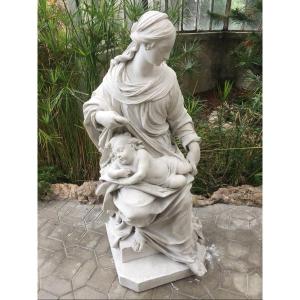 Grande vierge à l'enfant en plâtre, XIXeme siècle