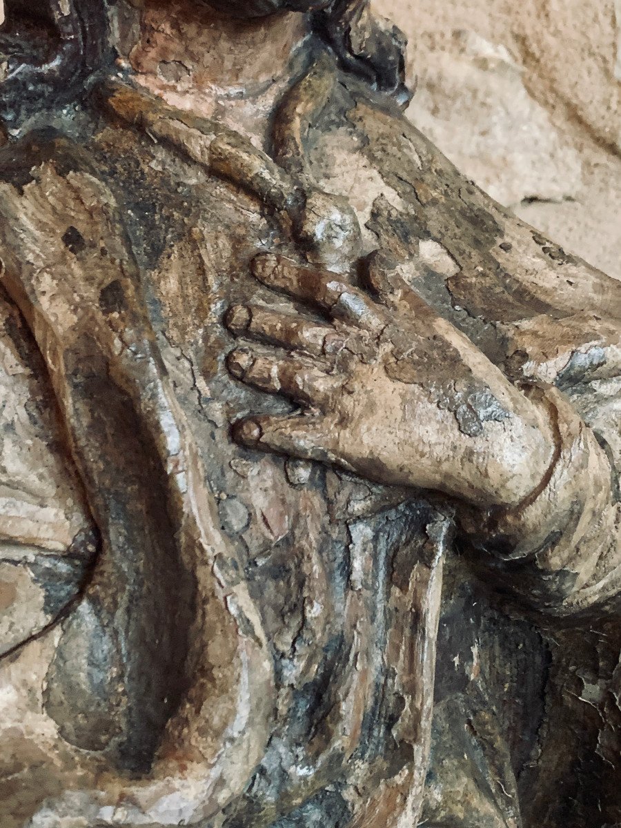 Statue Of Saint Roch, Carved Wood With Polychromy, XVIIth Century-photo-1