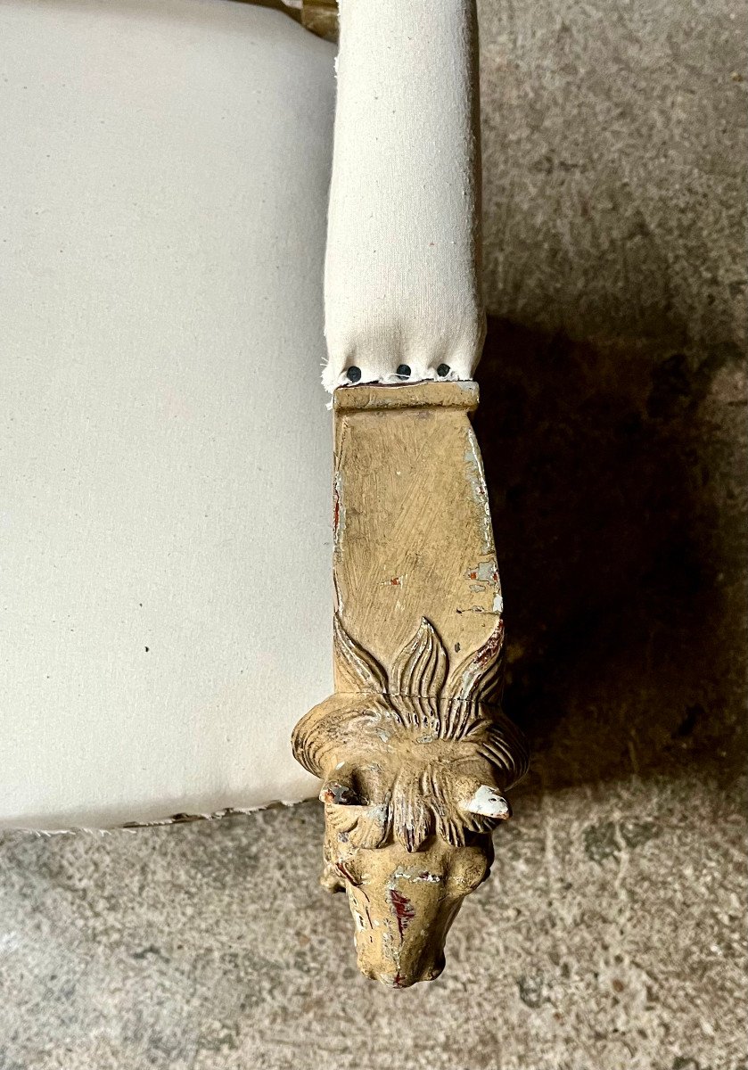Empire Style Painted Wooden Armchair Decorated With Horse Heads. 20th Century. -photo-4