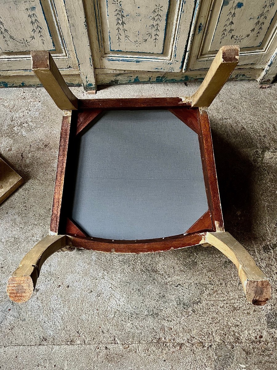 Empire Style Painted Wooden Armchair Decorated With Horse Heads. 20th Century. -photo-5
