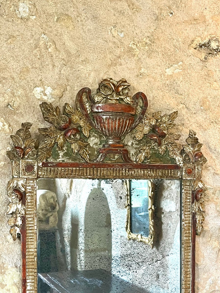 Miroir Provençal En Bois Peint , époque Louis XVI -photo-3