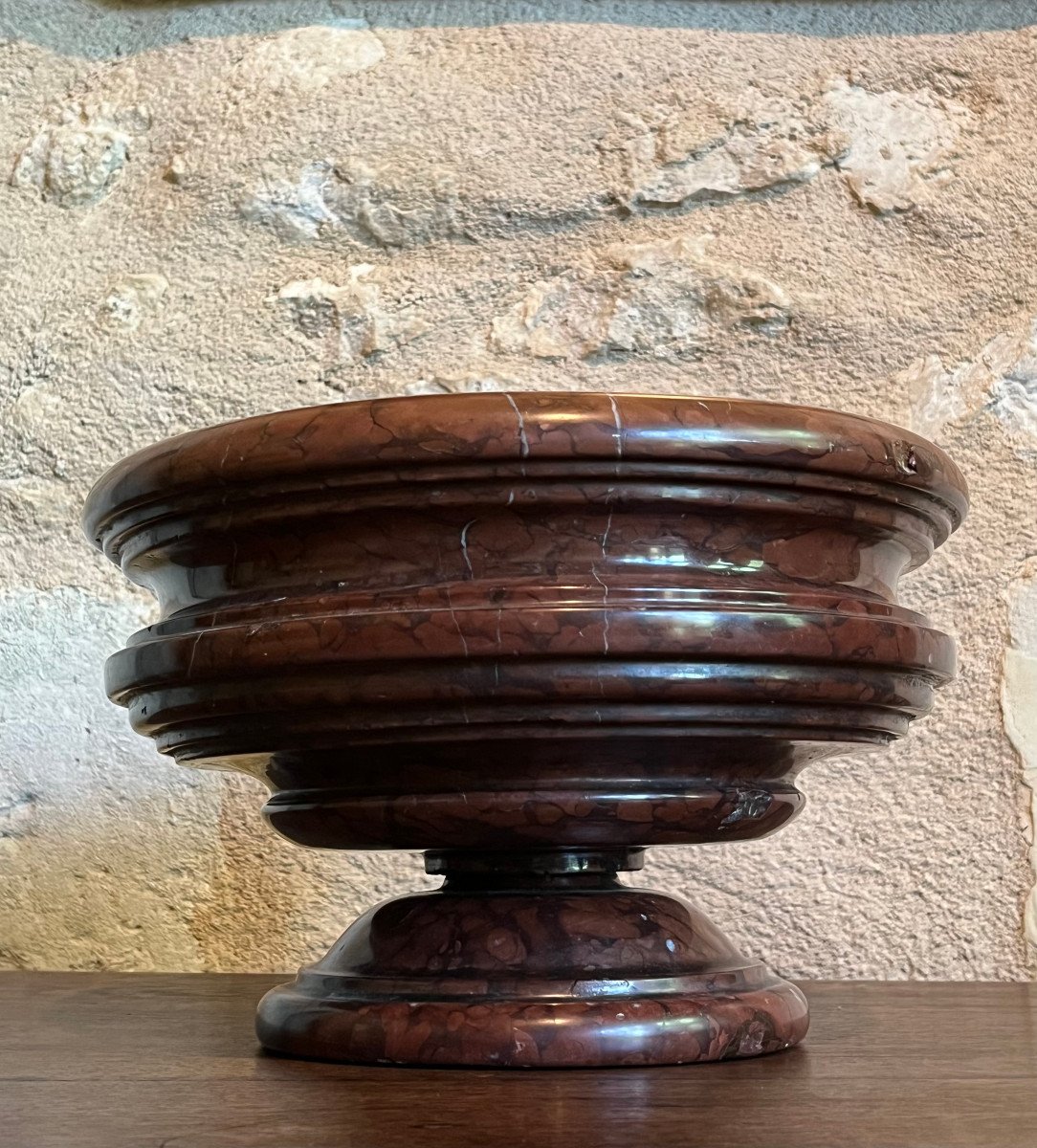 Vasque Ou Coupe En Marbre Rouge , XIX ème -photo-2