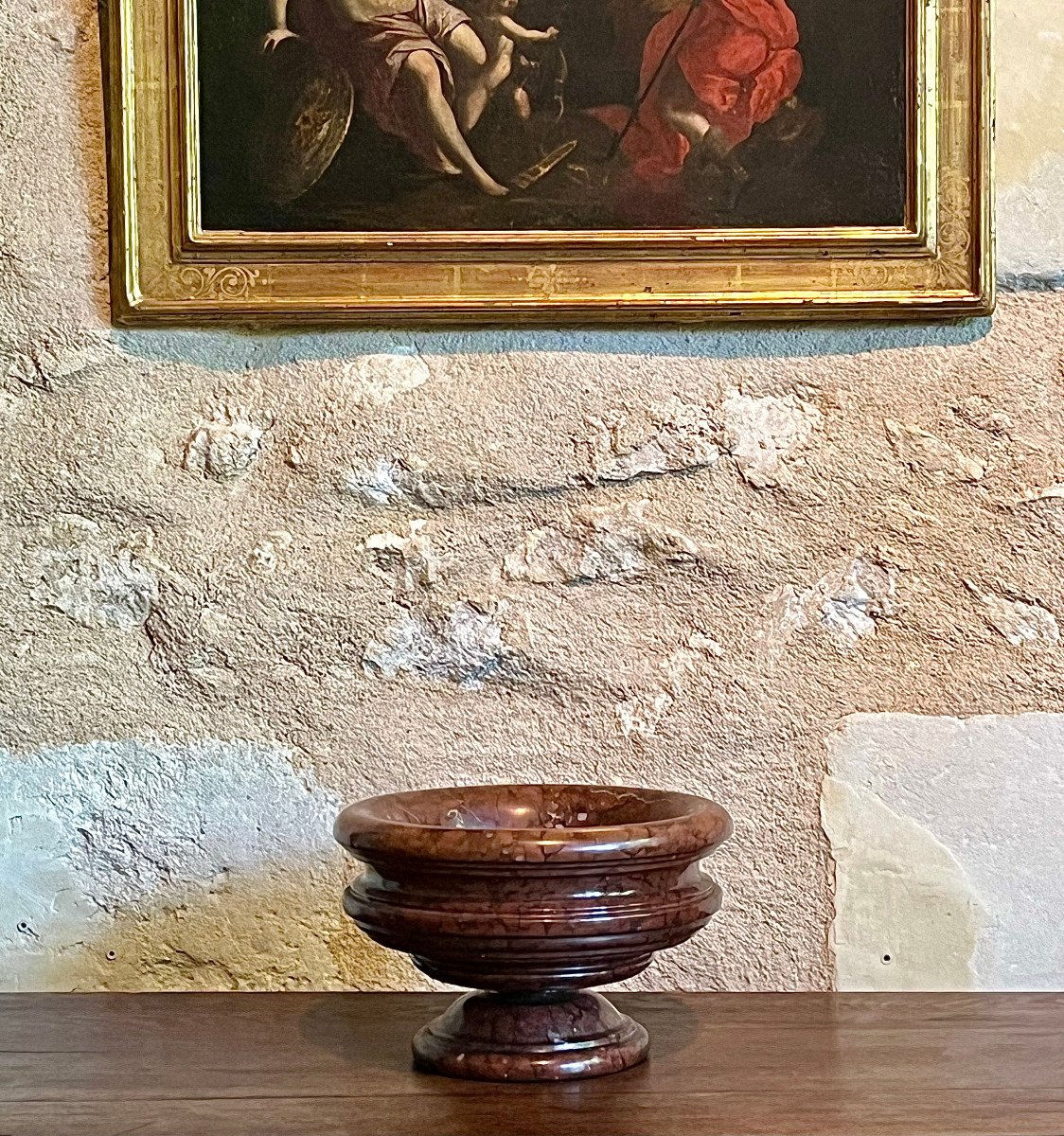 Vasque Ou Coupe En Marbre Rouge , XIX ème -photo-3