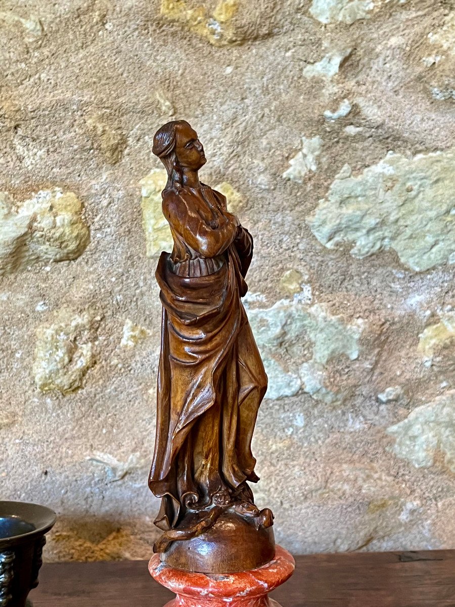 Virgin Slaying The Serpent, In Lime, Flemish School, Late 17th-early 18th Century -photo-2