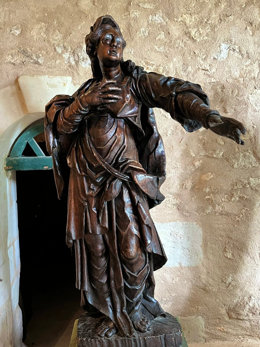 Paire de grandes statues en tilleul. Moïse et Marie-Madeleine . Fin XVII ème . -photo-5