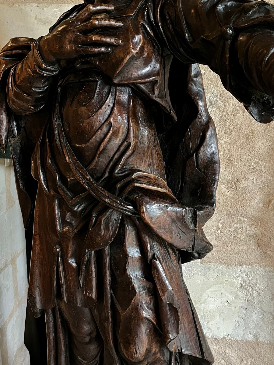 Paire de grandes statues en tilleul. Moïse et Marie-Madeleine . Fin XVII ème . -photo-6