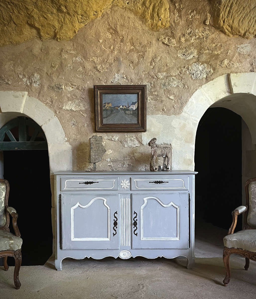 Buffet en bois peint d’époque XVIII ème 