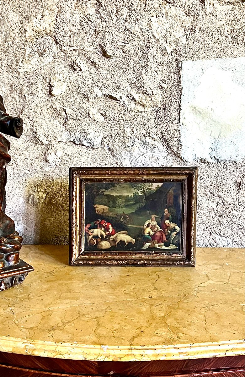 Huile sur cuivre , début XVII ème . Suiveur de Jacopo Bassano-photo-1