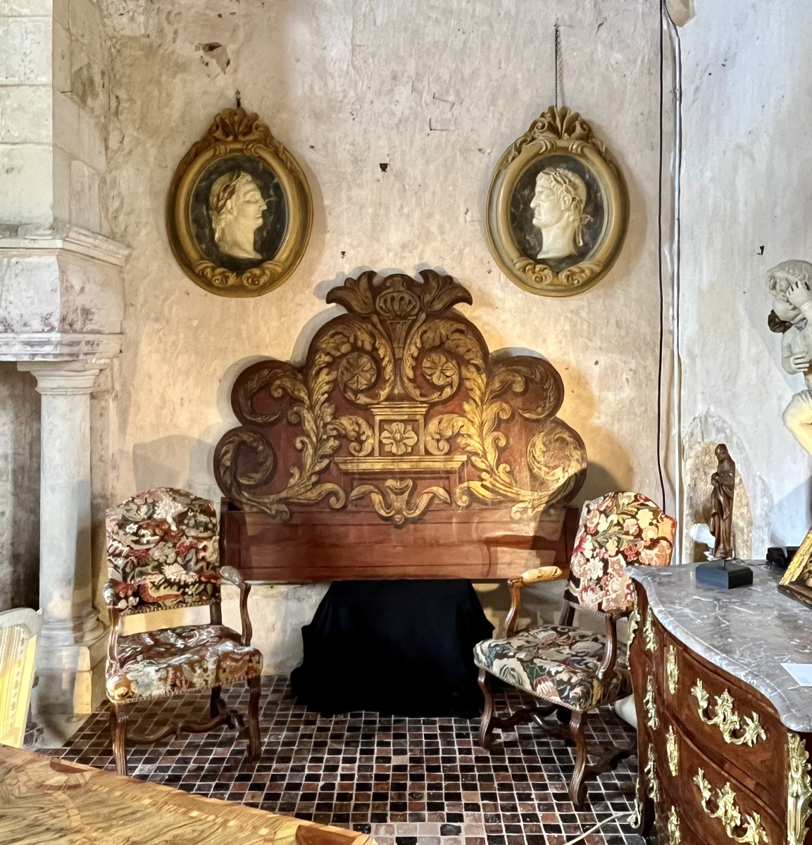 Headboard, Painted Panel, 18th Century -photo-4