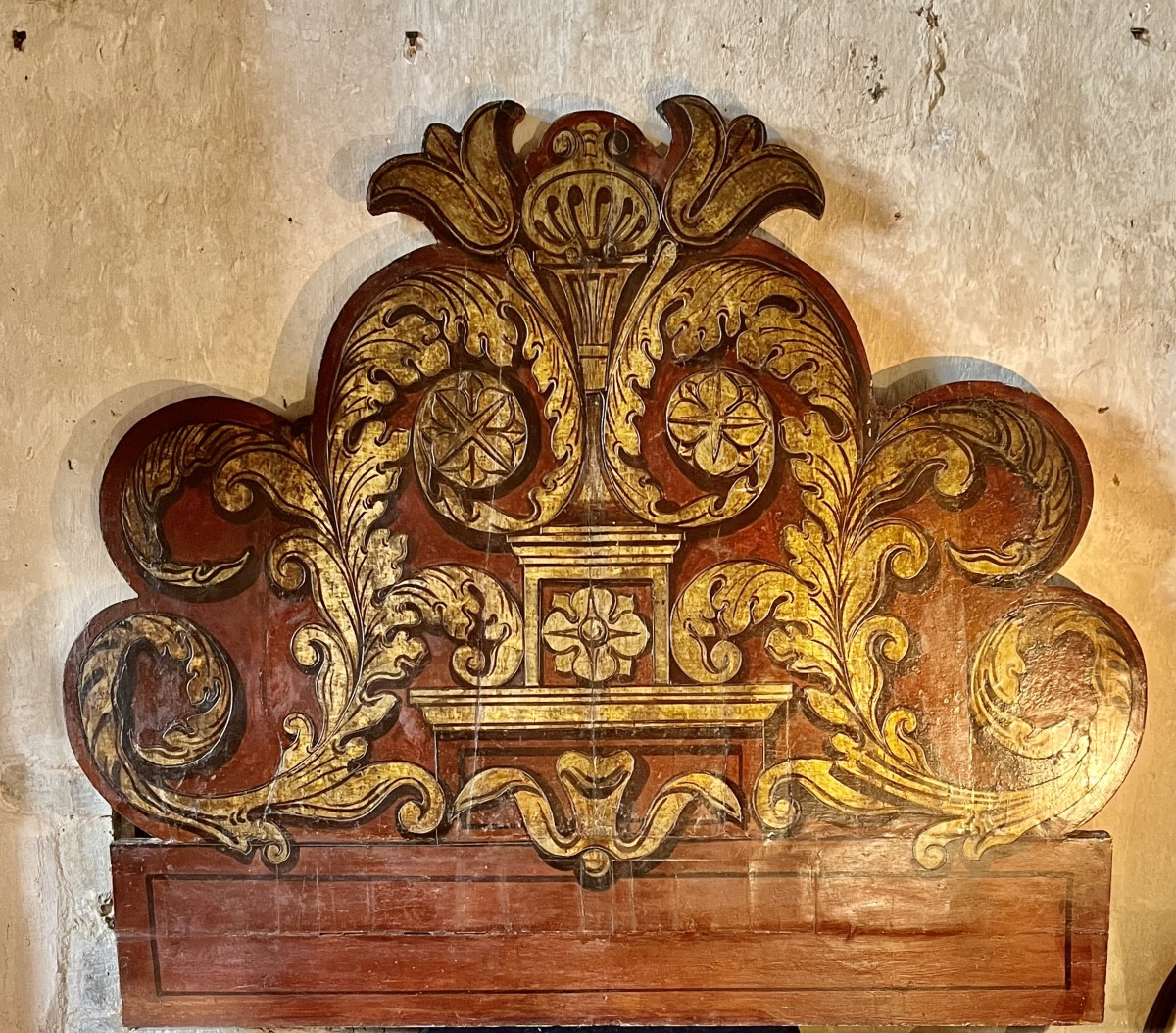 Headboard, Painted Panel, 18th Century 