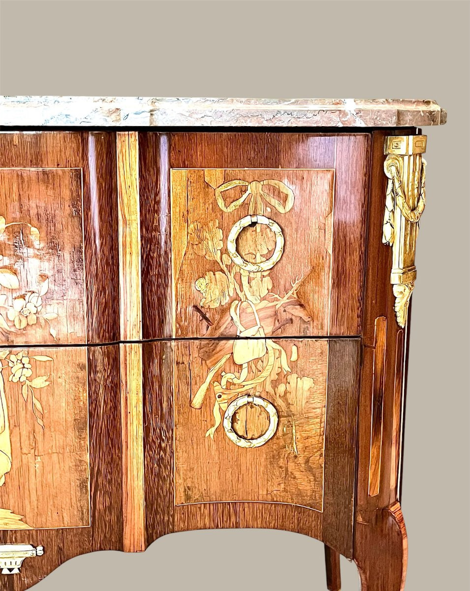 Transition Chest Of Drawers, 18th Century. Marquetry-photo-2