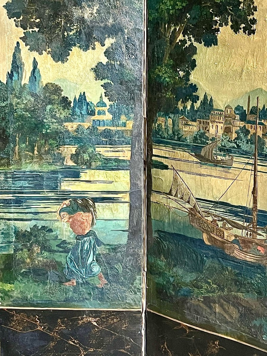 Les rives du Bosphore . Paravents , papier peint  Dufour . XIX ème siècle-photo-2