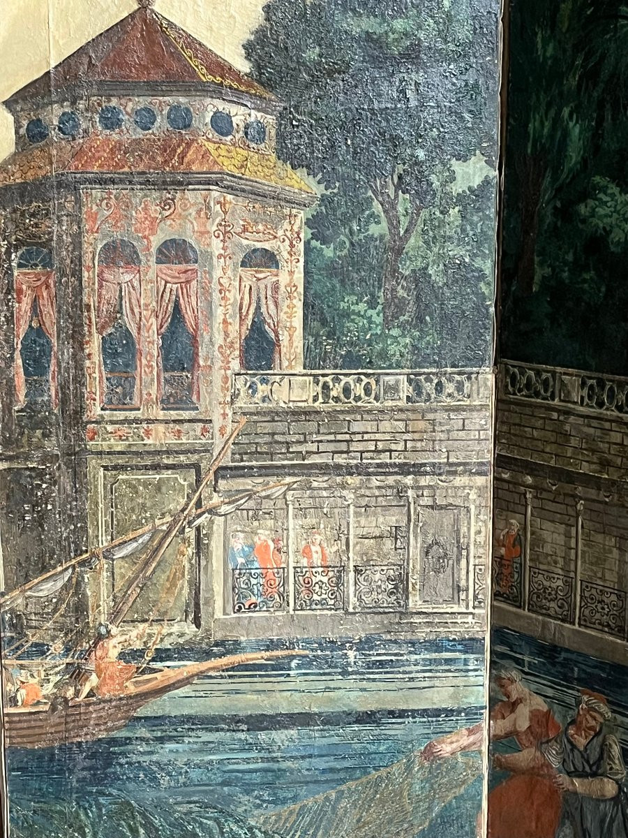 Les rives du Bosphore . Paravents , papier peint  Dufour . XIX ème siècle-photo-4