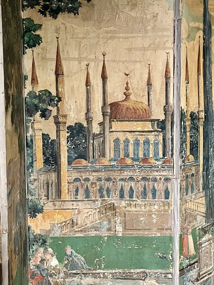 Les rives du Bosphore . Paravents , papier peint  Dufour . XIX ème siècle-photo-6