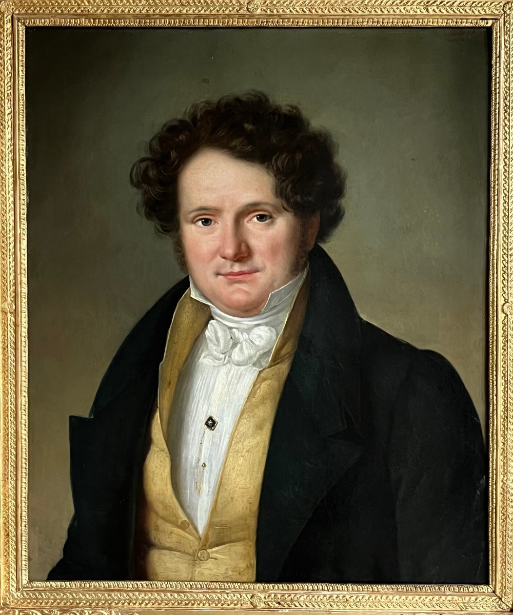 Portrait d'homme , huile sur toile signée et datée Vaudechamp 1829-photo-2