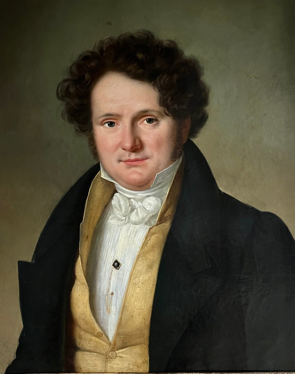 Portrait d'homme , huile sur toile signée et datée Vaudechamp 1829-photo-3