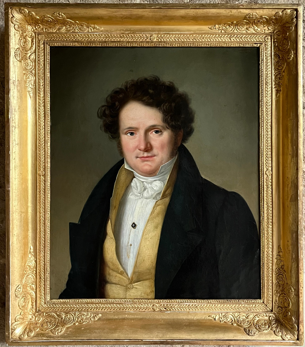 Portrait d'homme , huile sur toile signée et datée Vaudechamp 1829