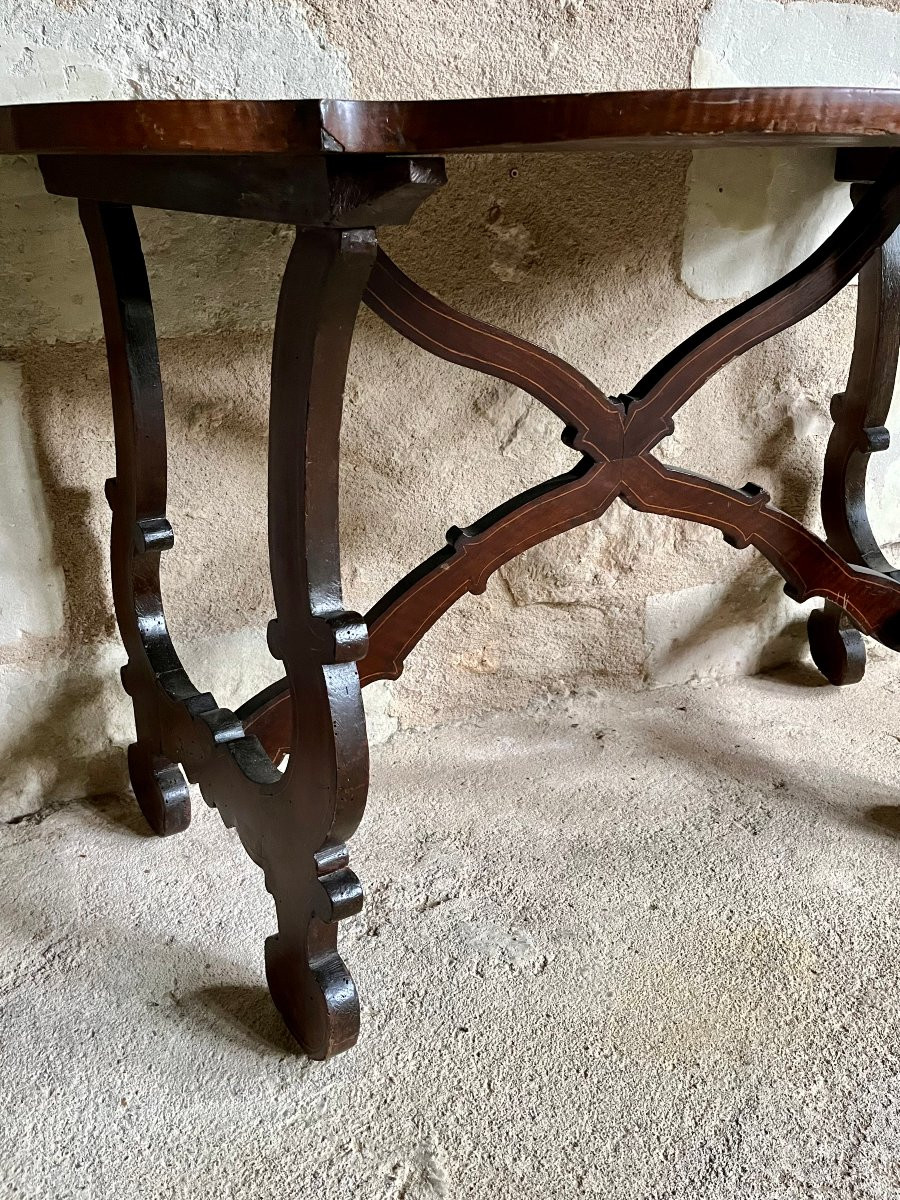 Table en console italienne à  décor de marqueterie ,  XVIII ème-photo-4