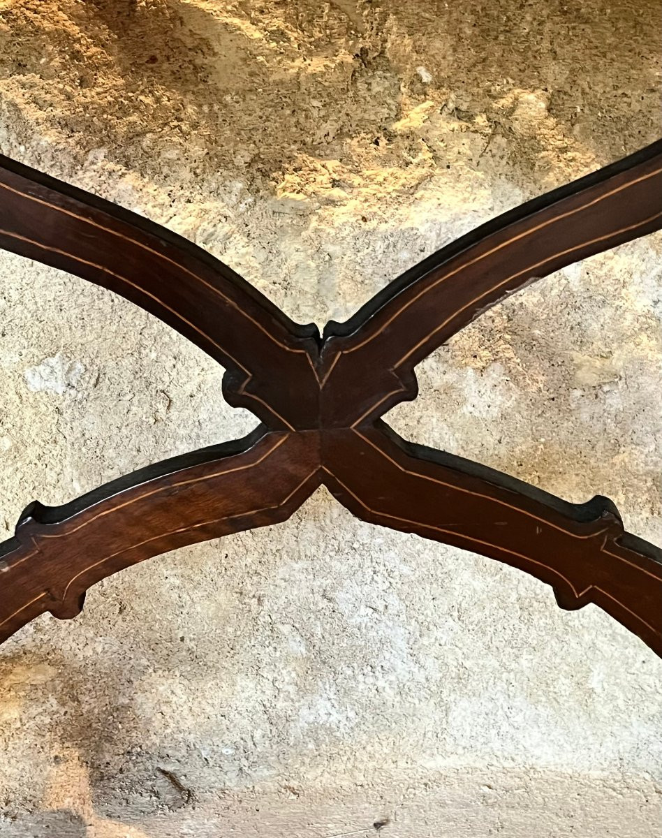 Table en console italienne à  décor de marqueterie ,  XVIII ème-photo-1