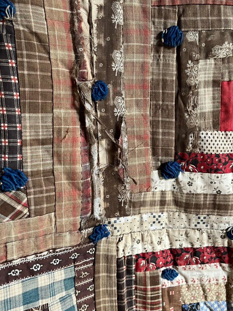 Quilt américain , Log Cabin , circa 1860 -photo-4