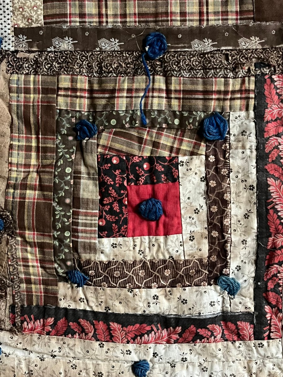 Quilt américain , Log Cabin , circa 1860 -photo-3
