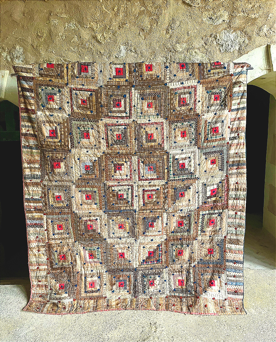 Quilt américain , Log Cabin , circa 1860 
