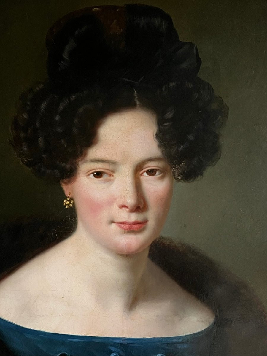 Portrait Of A Woman Signed Vaudechamp. 19th Century -photo-3