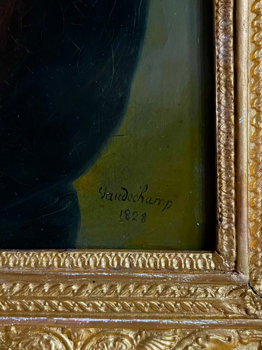 Portrait Of A Woman Signed Vaudechamp. 19th Century -photo-1