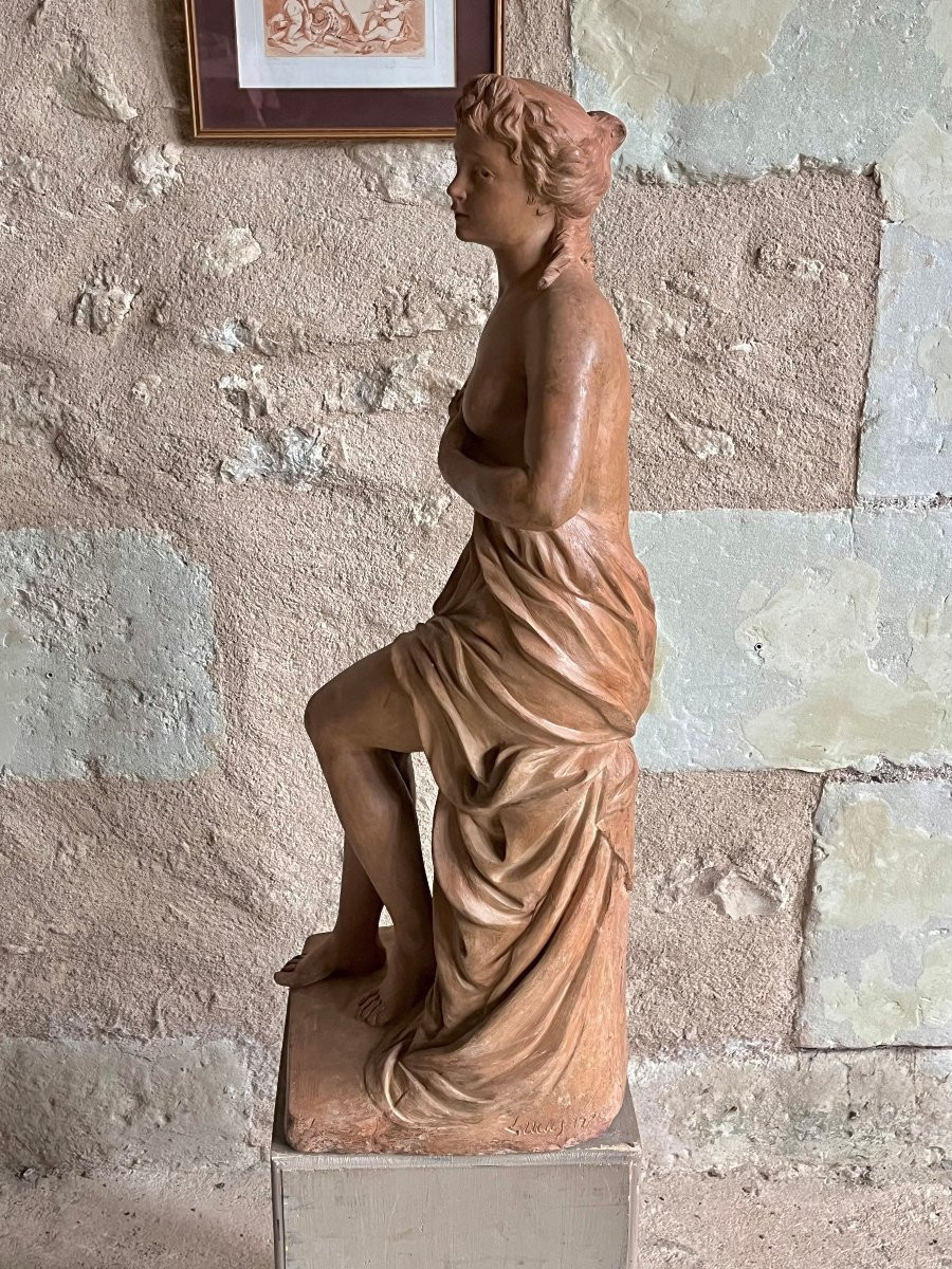 Young Woman , Terracotta Signed François Lucas . 18th Century-photo-2