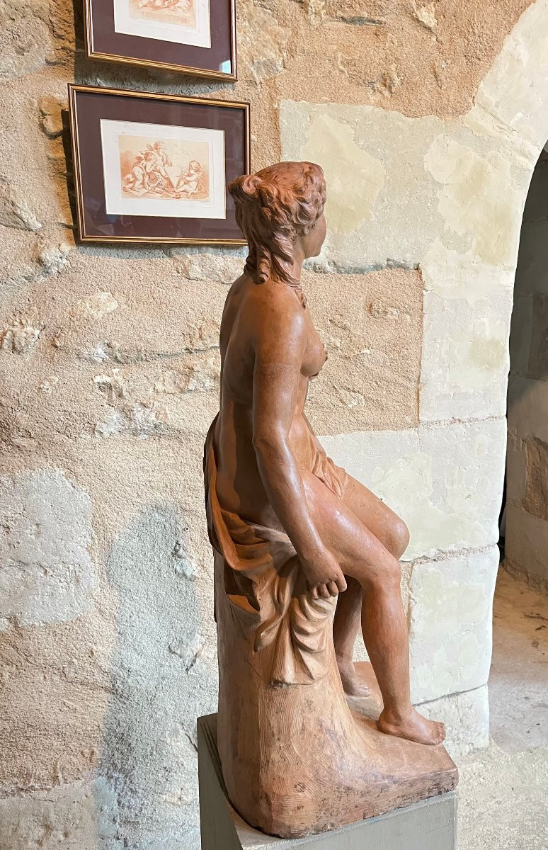 Young Woman , Terracotta Signed François Lucas . 18th Century-photo-4
