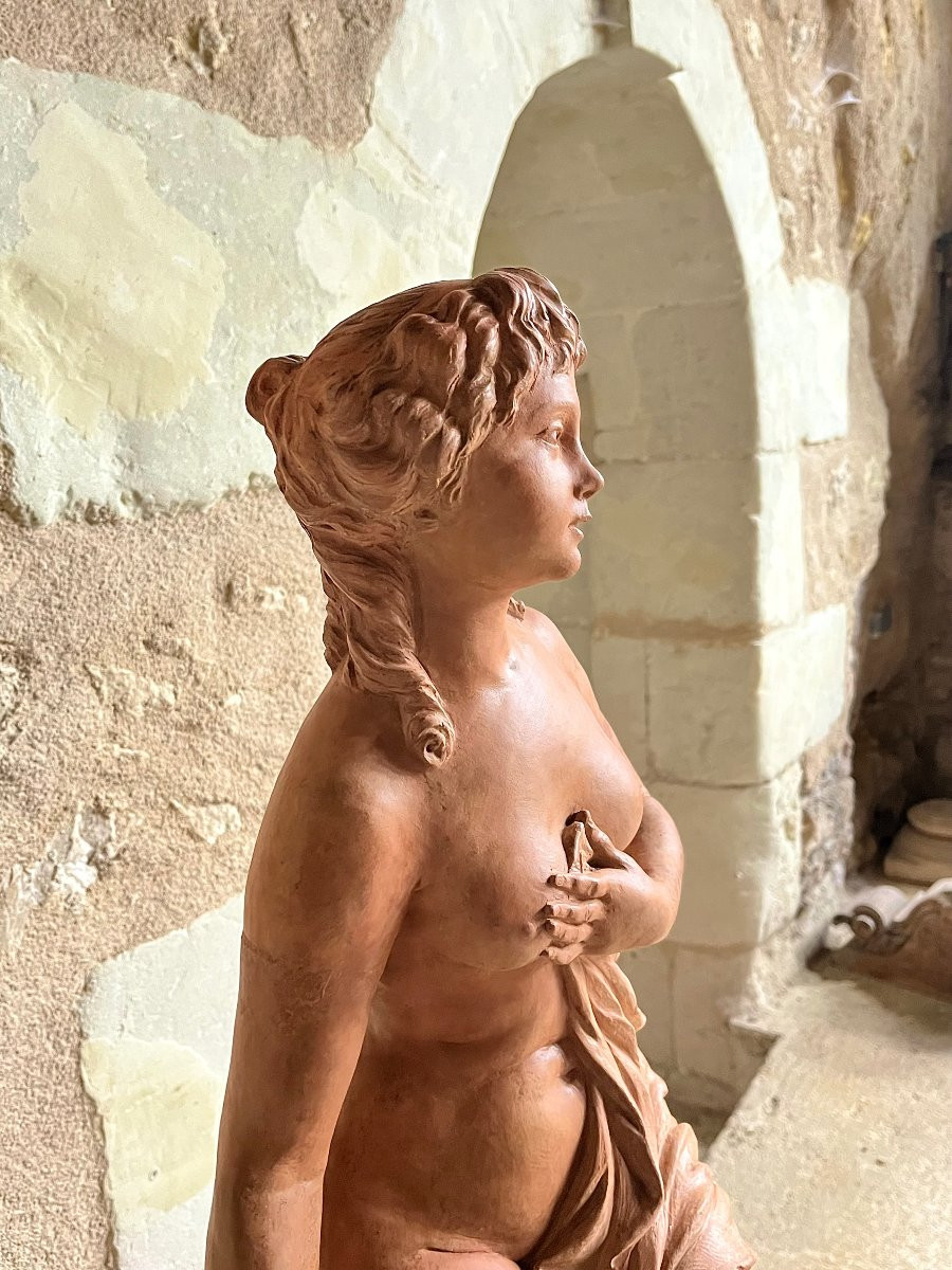 Young Woman , Terracotta Signed François Lucas . 18th Century-photo-2