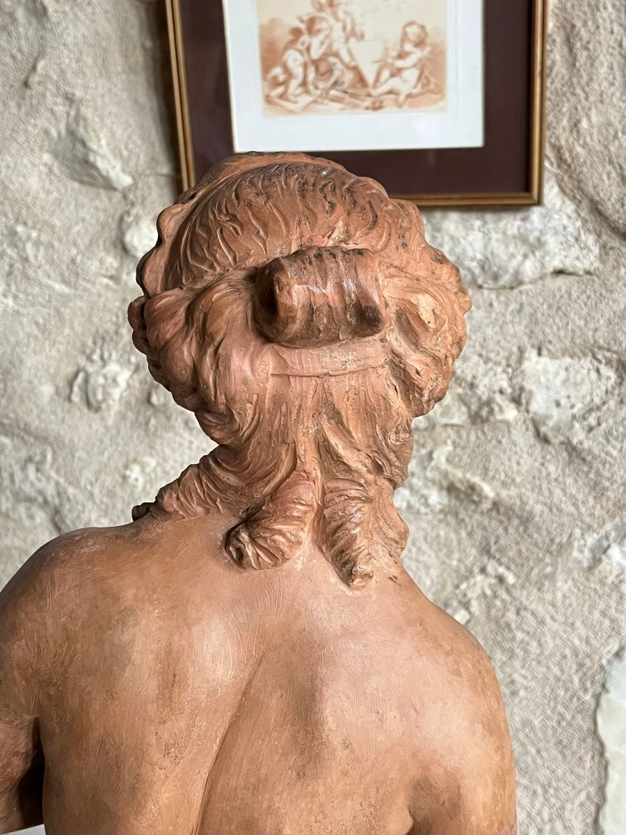 Young Woman , Terracotta Signed François Lucas . 18th Century-photo-4