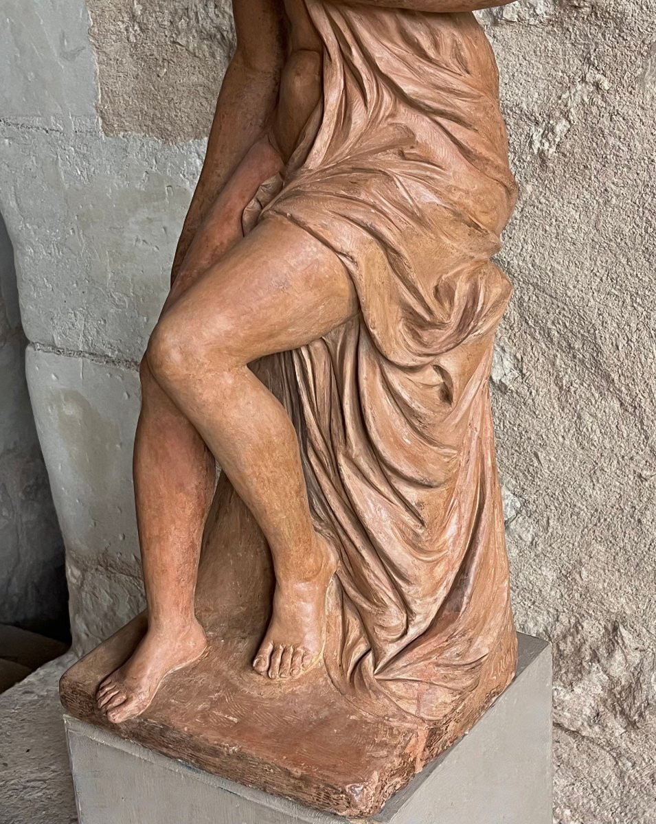 Young Woman , Terracotta Signed François Lucas . 18th Century-photo-5
