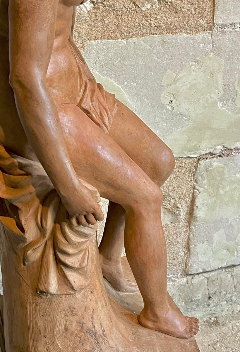 Young Woman , Terracotta Signed François Lucas . 18th Century-photo-6