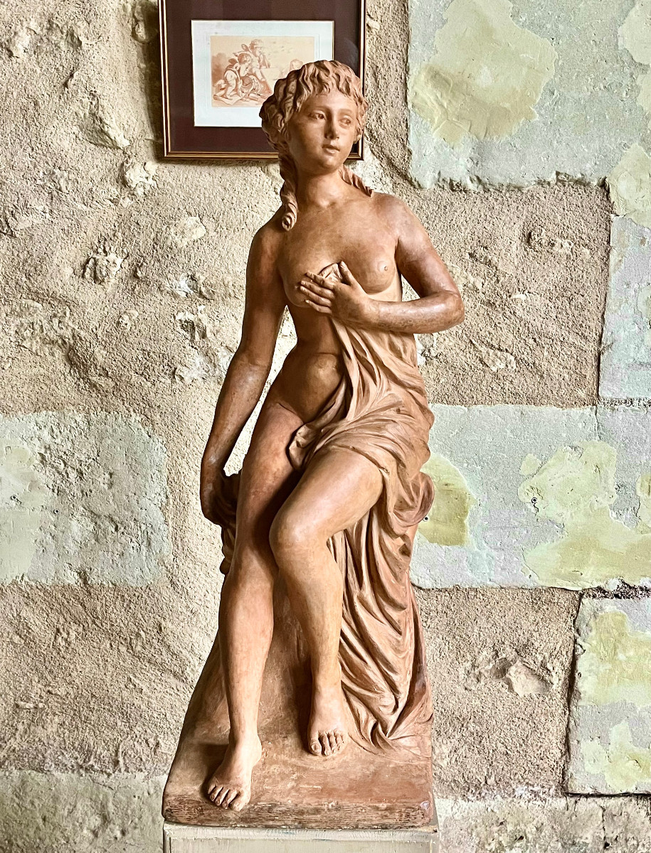 Young Woman , Terracotta Signed François Lucas . 18th Century