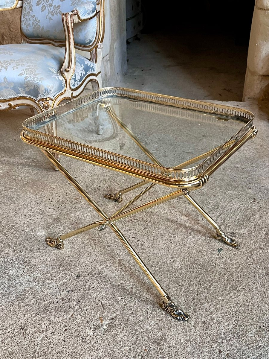 Brass Sofa End, 70's .  Side Table , Coffee Table .-photo-2