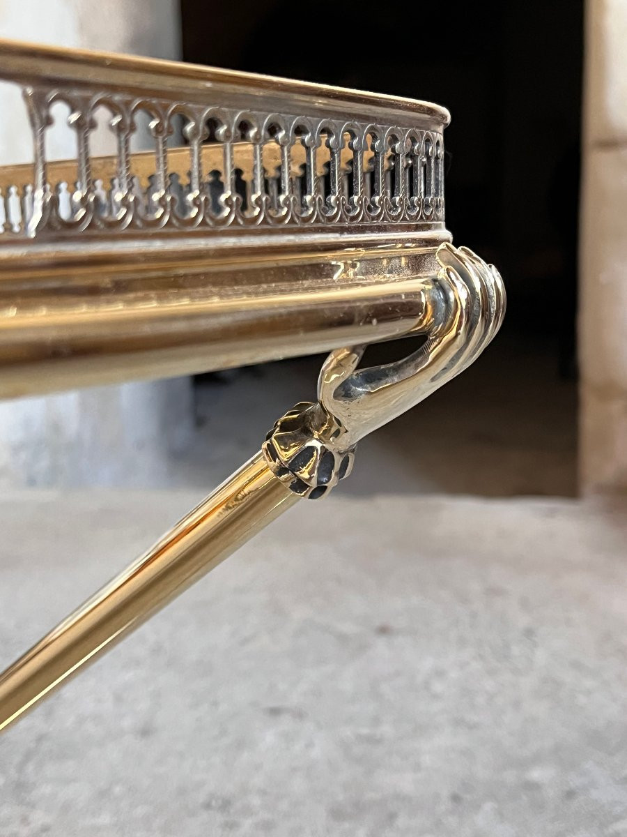 Brass Sofa End, 70's .  Side Table , Coffee Table .-photo-3