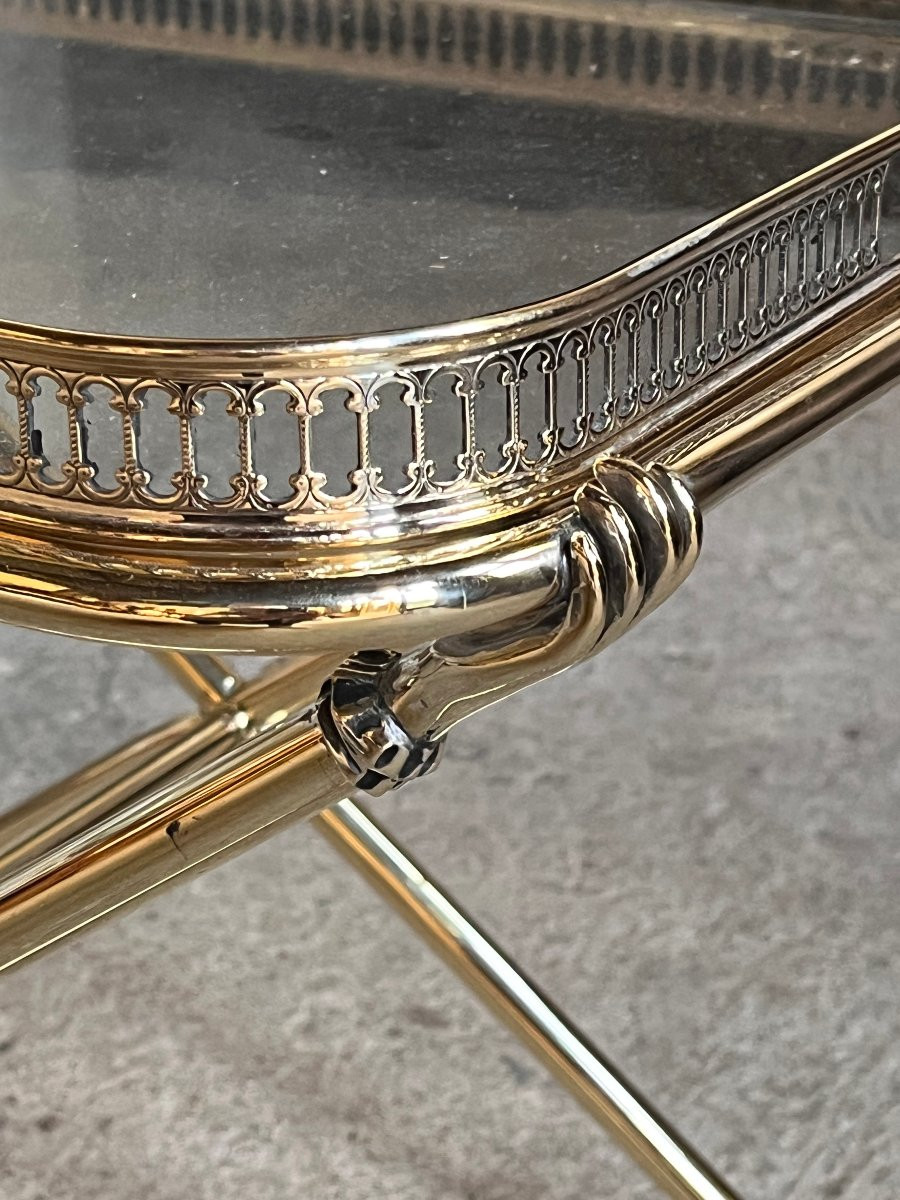 Brass Sofa End, 70's .  Side Table , Coffee Table .-photo-4