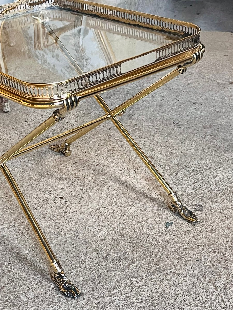 Brass Sofa End, 70's .  Side Table , Coffee Table .-photo-3