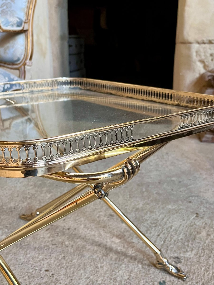 Brass Sofa End, 70's .  Side Table , Coffee Table .-photo-5