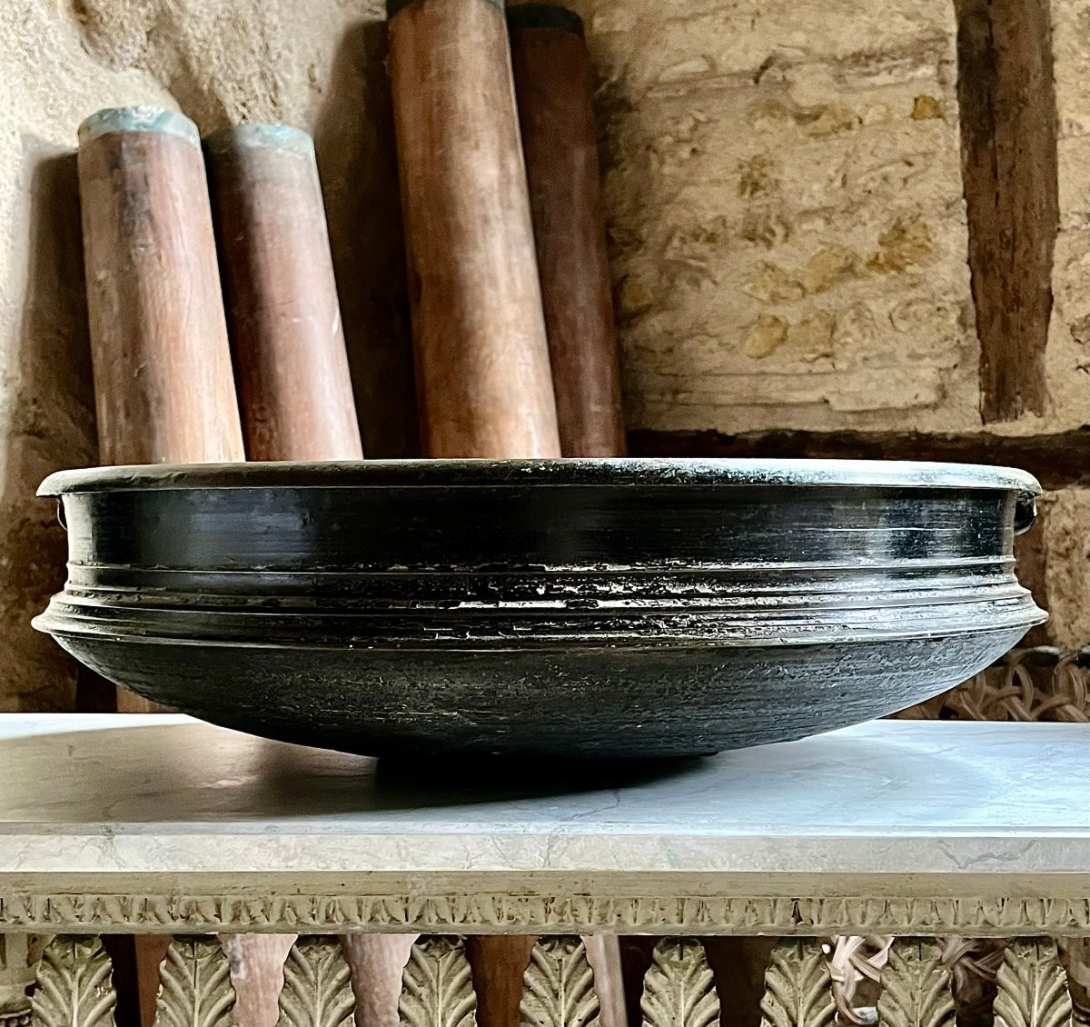 Large Uruli In Bronze , End Of XIXth Century, Beginning Of XXth Century . Kerala . Bronze Basin-photo-3