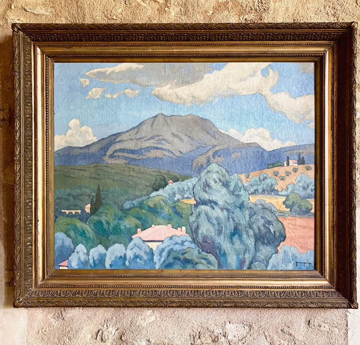 la montagne Sainte Victoire  à Aix en Provence , signée Jaume Guiran . 