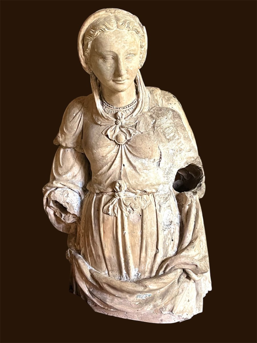 Virgin And Child. Terracotta. Late 16th Century. Le Mans School 